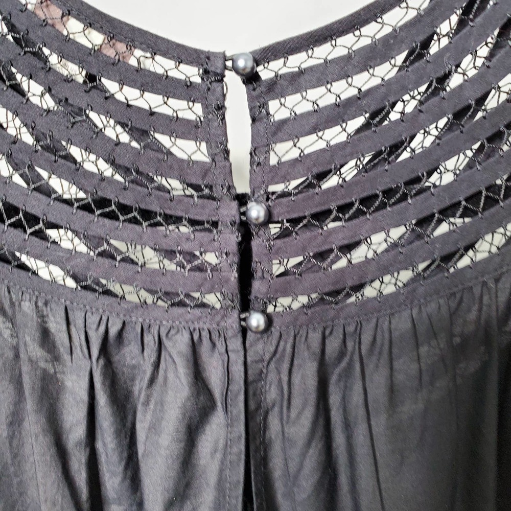 JOIE • Black Mishika Cotton Silk Blend Drawstring Victorian Dress Sz XXS - Picture 8 of 9